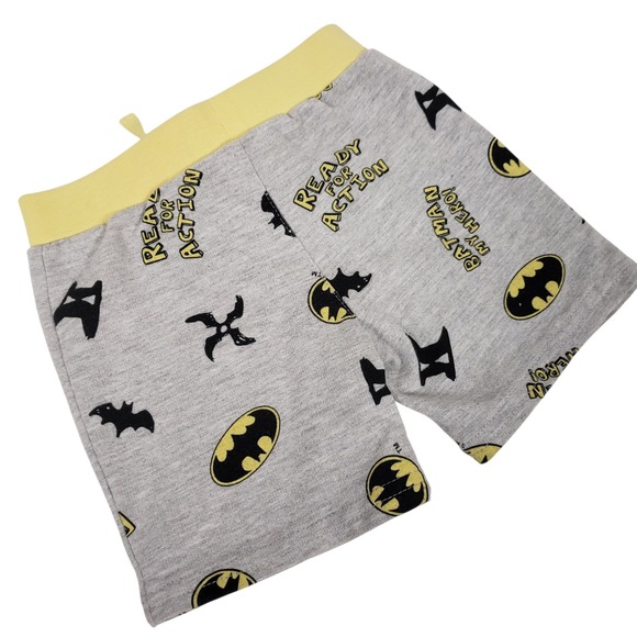 Batman Shorts 3/6M Baby Gray Yellow DC Comics Superhero Logo Outfit - Picture 1 of 5